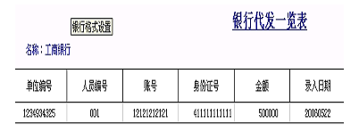 银行代发一览表